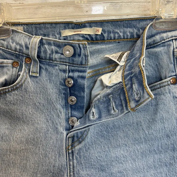 Levi's Premium Womens 25x27 Wedgie Jeans‎ High Rise Button Fly Light Wash Ankle - Image 2