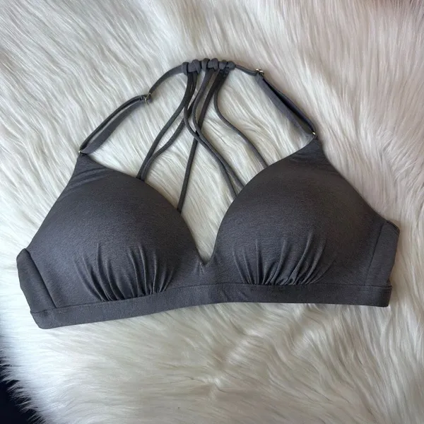 Athleta Aqualuxe Padded Bikini Top Gray Size Medium - Image 3
