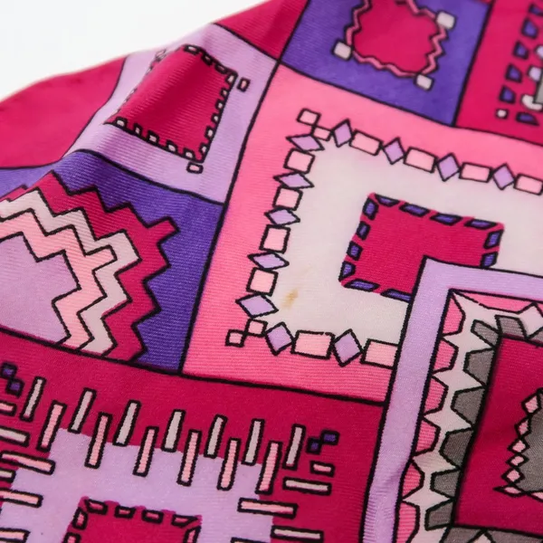 Vintage Pink & Purple Geometric Silk Square Scarf Wraps - Image 6