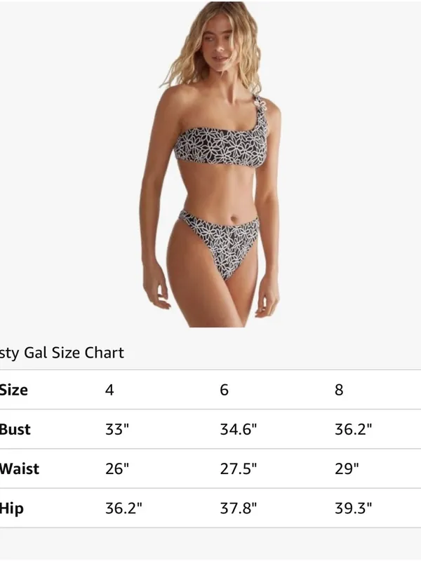Nasty Gal Black and White One-Shoulder Floral Bikini - Image 3