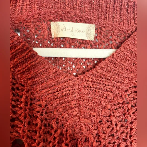 Altar'd State Britton Cable Sweater in red, XS - Image 2