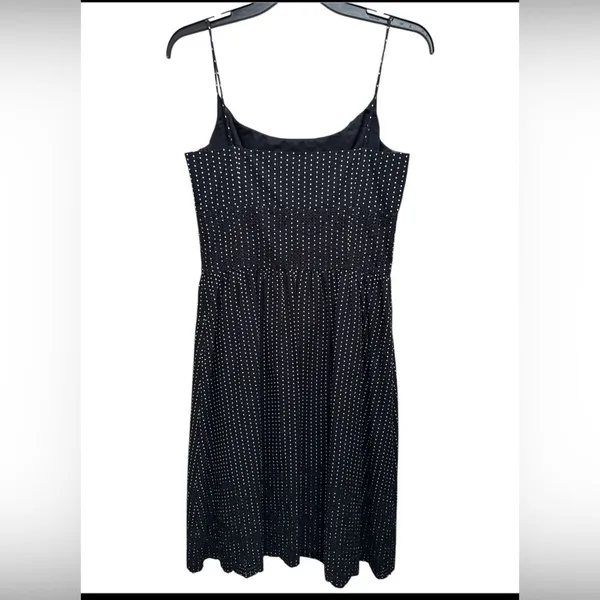 Ann Taylor Black White Polka Dot‎ Midi Dress Eyelet Hem Spaghetti Straps Size 4 - Image 5