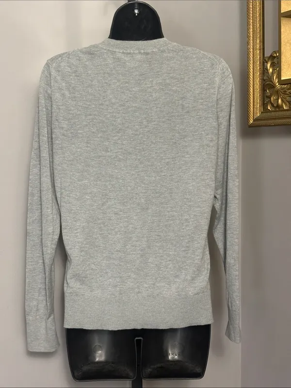 Quince Medium Light Gray Cotton Cashmere Thin Long Sleeve Crewneck - Image 3