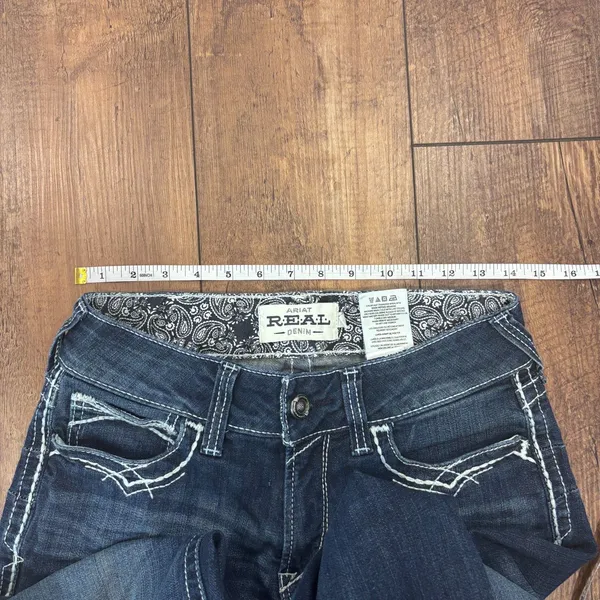 ARIAT R.E.A.L. Womens' Mid Rise Stretch Entwined Boot Cut Jean Sz 28R Marine - Image 9