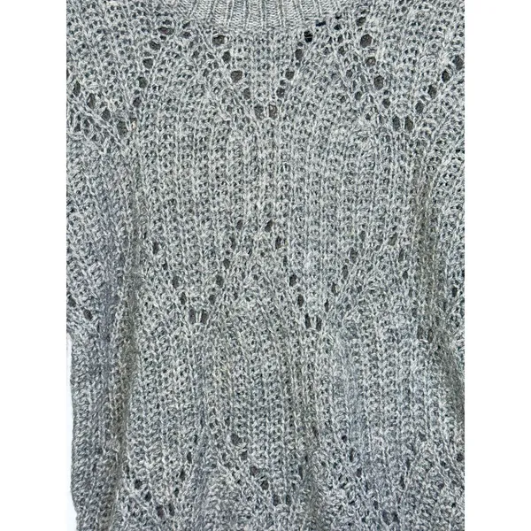 Abercrombie & Fitch Gray Wool Knit Pointelle Long Sleeve Crewneck Sweater Size S - Image 6
