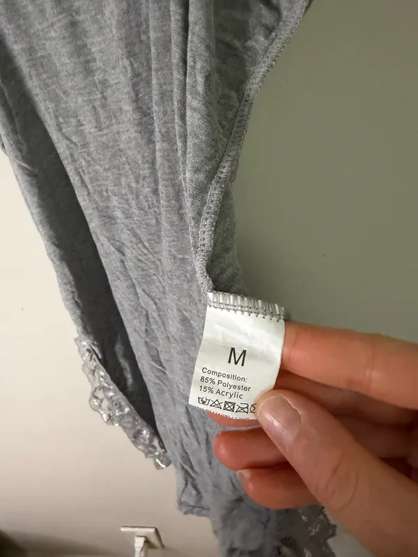 Women’s Gray Lace-Trim Sleep Slip - Image 2