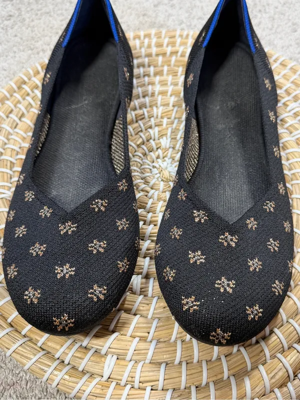 Rothy’s Women’s The Flat Shoes Comfort Knit in Black/metallic Daisy Sparkle 10.5 - Image 3