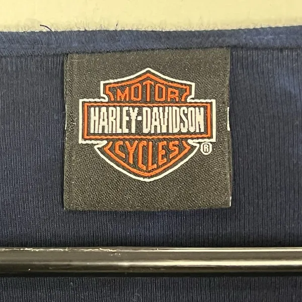 Vintage 2004 Harley Davidson Blue Tie Dye Long Sleeve Shirt X Large Made in USA - Image 5