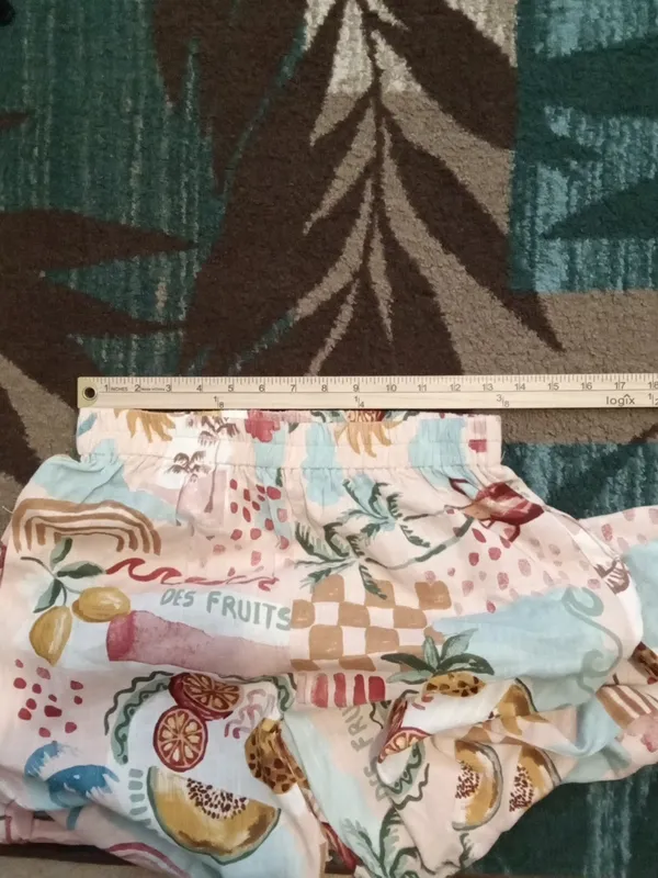 Paper Heart Wideleg Tropical Fruit Print Art To Wear Vacation Beach Womens Small - Image 6