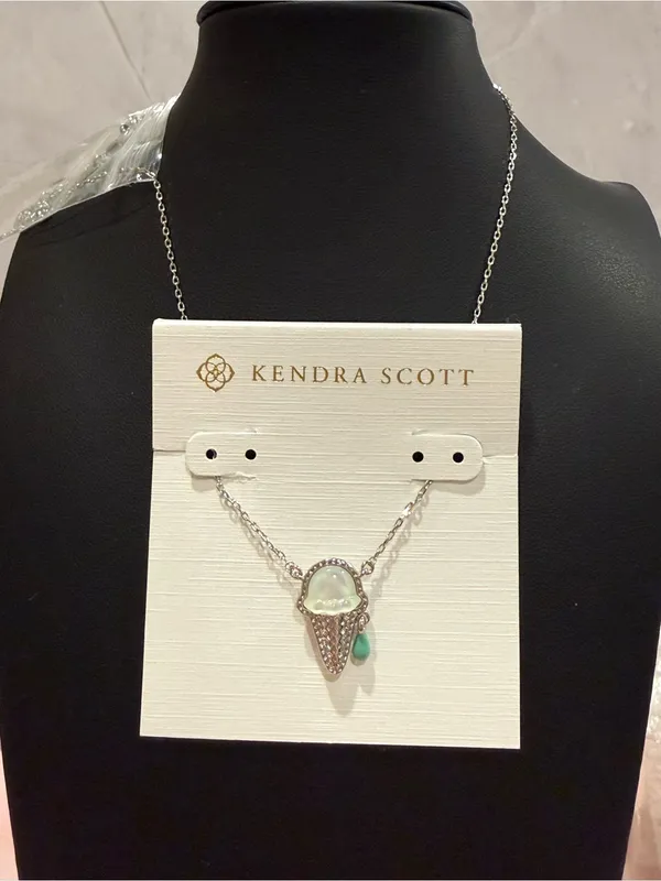 Kendra Scott | Silver Plated Mint Ice Cream Cone Pendant Necklace - Image 2