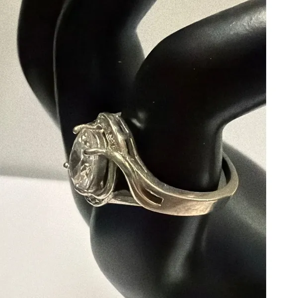 Silver Plated Oval Cut CZ Engagement Wedding Promise Ring Size 7.5 - Image 2