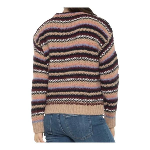 Elsamanda Striped Alpaca Wool Blend Sweater Womens Large Brown Multi Knit Italy‎ - Image 3