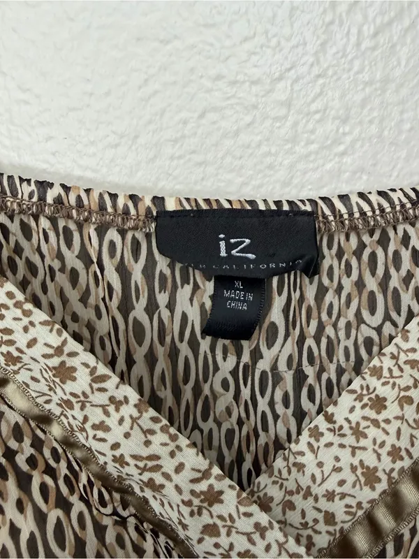 Y2K IZ Byer California Empire Waist Boho Tank Blouse Brown Tagged XL Fits Small - Image 3