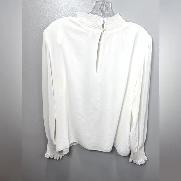 Aritzia Wilfred Women's Valencia Mock Neck‎ Blouse Top Light Birch Size Large - Image 3