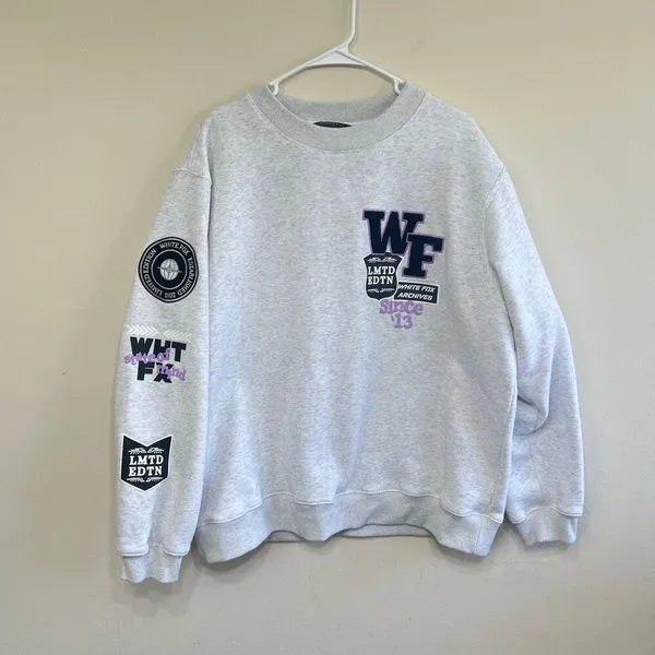 White Fox Gray Limited Edition Crewneck Sweater M/L Women Oversized - Image 2