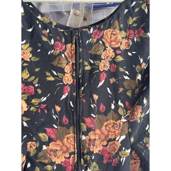 Vintage All That Jazz Dark Floral Rayon Cropped Jumpsuit 90s Grunge Romantic - Image 11