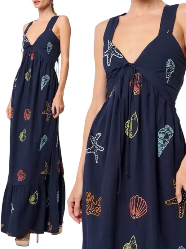 Nordstrom CIEBON Trina Embellished Cotton Maxi Dress Medium New With Tags - Image 2