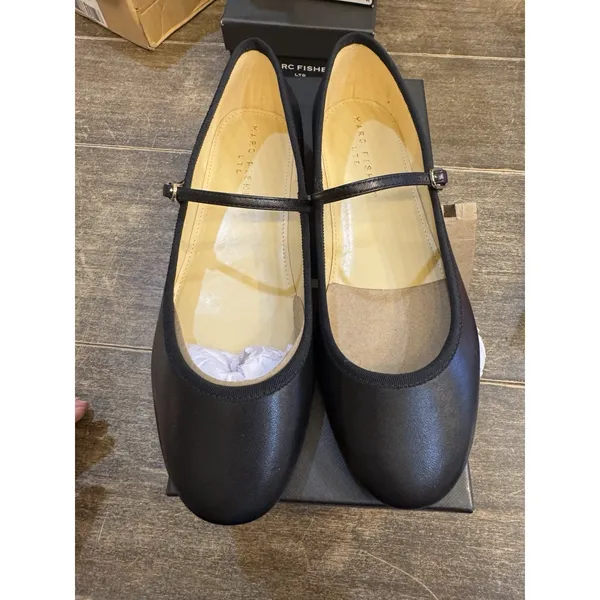 Marc Fisher Women's Espina Mary Jane Ballet Flat Leather Black Size US 8! - Image 2