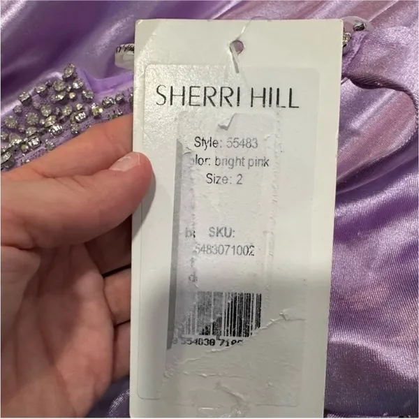 Sherri Hill 55367 Draped One Shoulder Gown Lilac Size 2 - Image 8