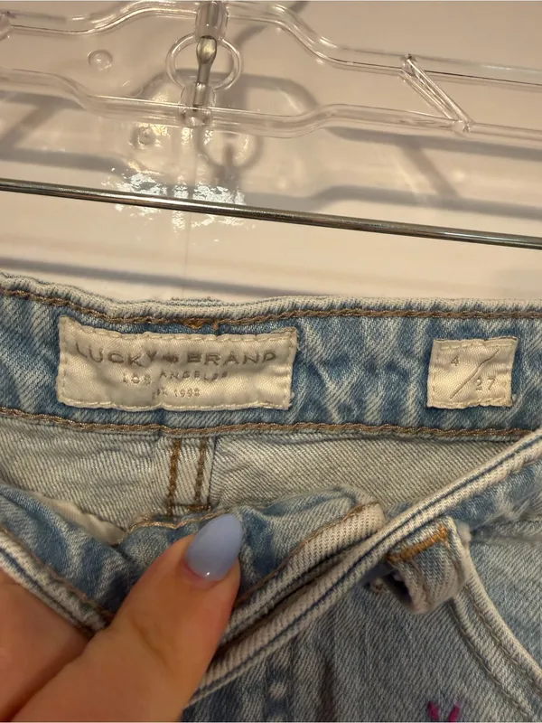 Light Blue Embroidered Floral Lucky‎ Brand Denim Shorts - Image 3