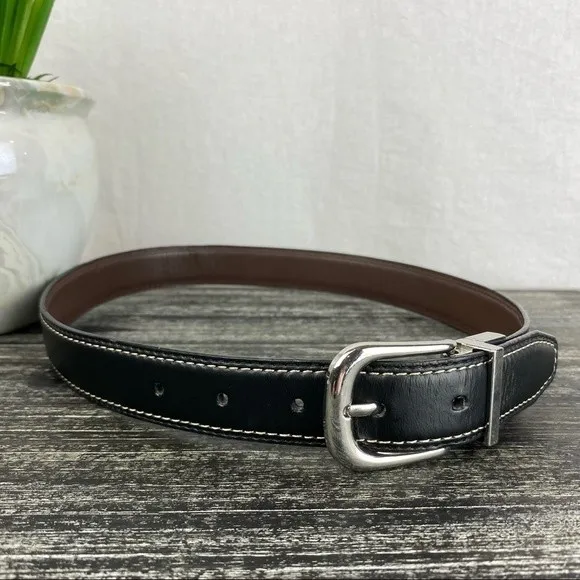Wrangler Black & Silver Leather Belt 28 - Image 2