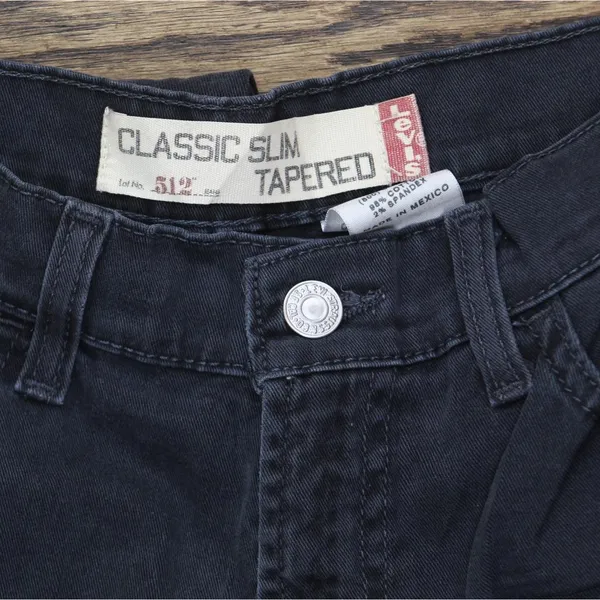 Levi's Womens Y2K Vintage 512 Classic Slim Taper Jeans Black Multi 8 Long - Image 4