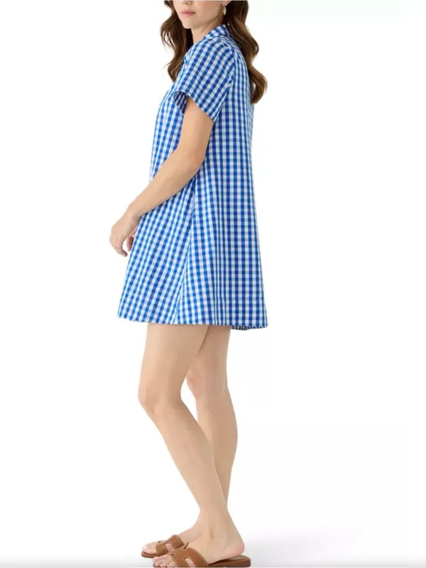 Crown & Ivy Short Sleeve Swing Shirt Dress Blue/White XXL NWT - Image 2