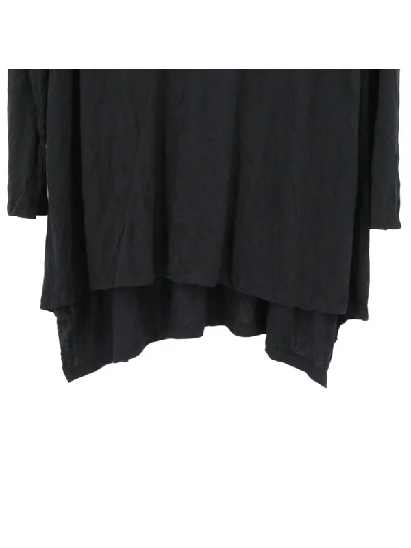 Comfy USA Black Crinkle Cowl Neck Lightweight Long Sleeve Hi/Low Tunic Top L - Image 3