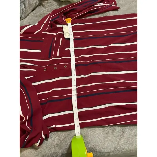 NWT Janette Plus Blouse Long Sleeve Striped Maroon White‎ Navy SZ XL - Image 7