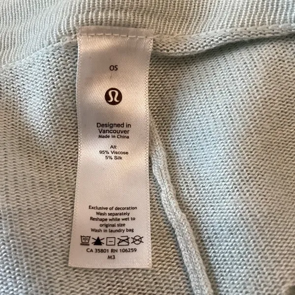 Lululemon Sweater Wrap Shrug Draped Size‎ OS Silk Blend Light Blue Super Soft - Image 6