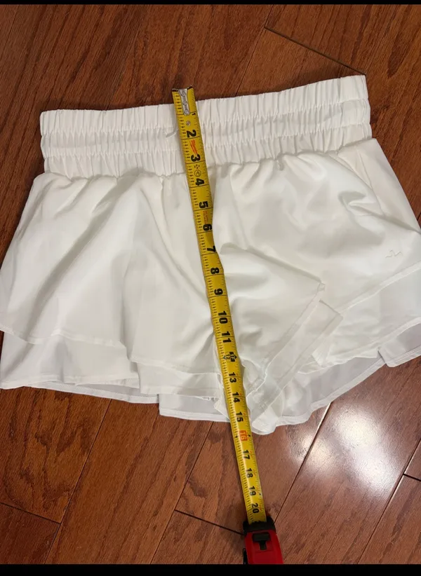 JoyLab White Athletic Flowy Activewear Workout Shorts - Size small. Gently warn and excellent condition. Under shorts with pockets. Measurements approximately 14” waste, not fully stretched out x 13.5” long x 13” rise. Non-smoking home. priced to sell at as is condition. Don’t like my price, make reasonable offer! And thank you for checking my closet. - Image 6