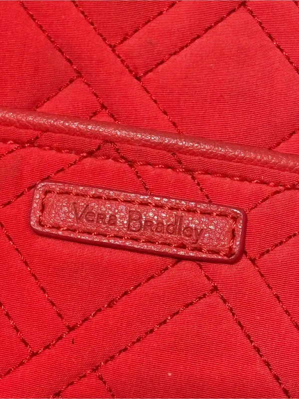 (Vera Bradley) Quilted Red Day Off Crossbody Bag: 9” x 10” - Image 3