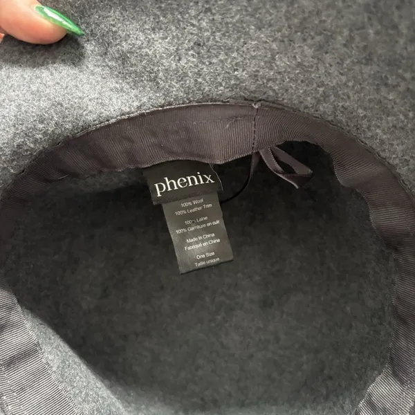 Womens OS 100% Wool Hat‎ Gray Felt Floppy Leather Bow Dainty Romantic Feminine - Image 5
