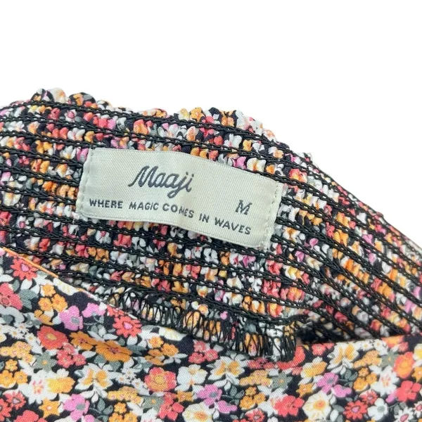 Maaji Wide Leg Pants Calico Floral Print Viscose Orange‎ Black Size Medium - Image 10