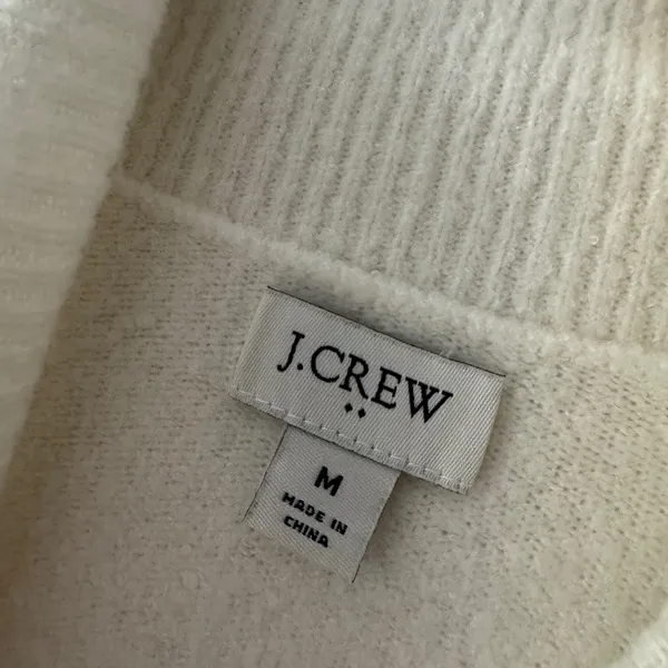 J. Crew White Wool Blend Turtleneck‎ Sweater Button Detail - Image 6