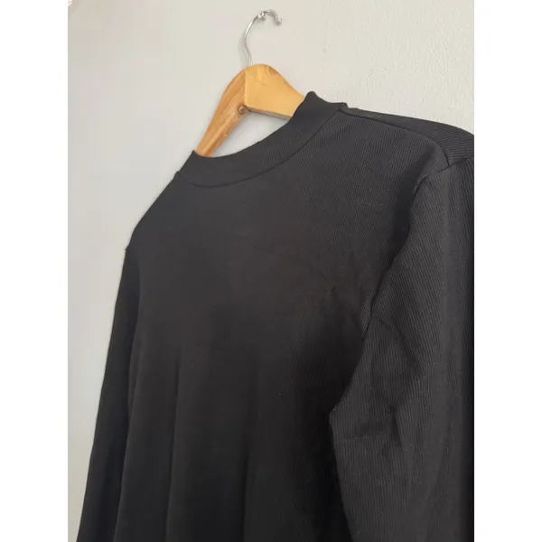 NWT Natural Life Black Mock Neck Ribbed Long Sleeve Top Size Large - Image 3