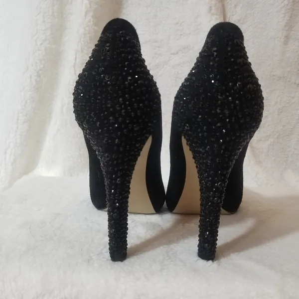 Nine West Suede Rhinestone Heels sz 8M - Image 3