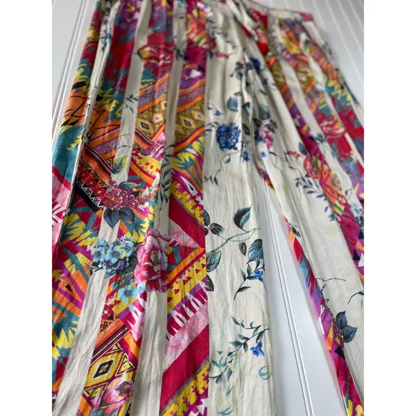 Johnny Was Esplanad Silk Palazzo Pant XL Floral Geometric Wide Leg Boho Colorful - Image 4