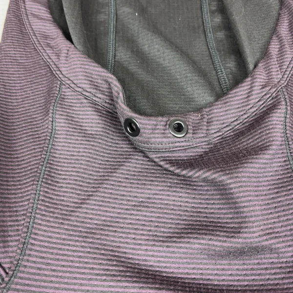 Athleta Hoodie Womens Small Purple Striped High Neck Pullover Thumbholes Knit - Image 4