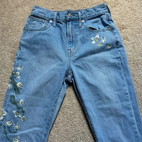 Madewell The Perfect Vintage Summer Jeans Embroidered Edition Size 24 Floral - Image 3