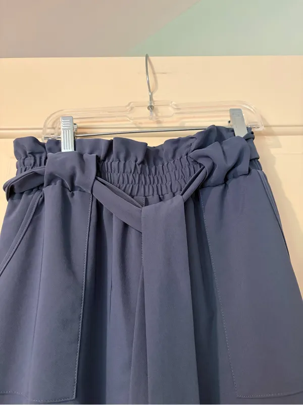 Grace Karin Slate Blue Paperbag Waist Straight-Leg Pants Size S - Image 4