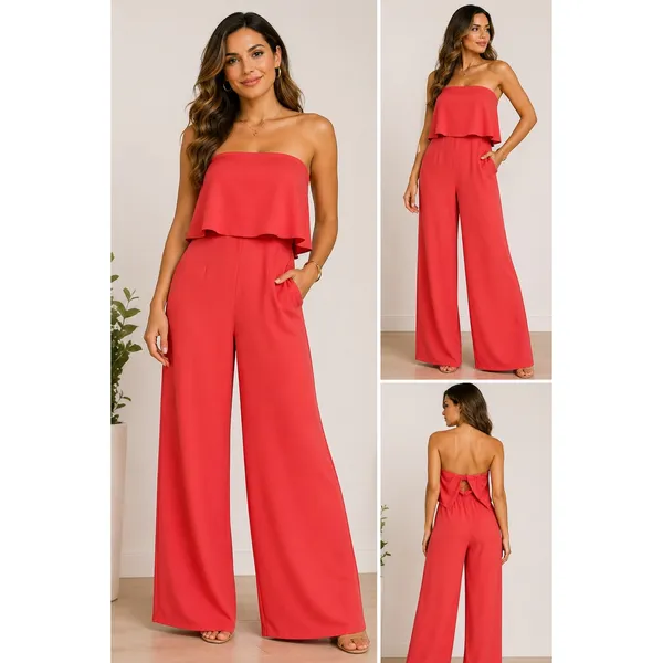Do+ Be Talulahwide‎ Leg  Strapless Jumpsuit Size Small Pink - Image 2