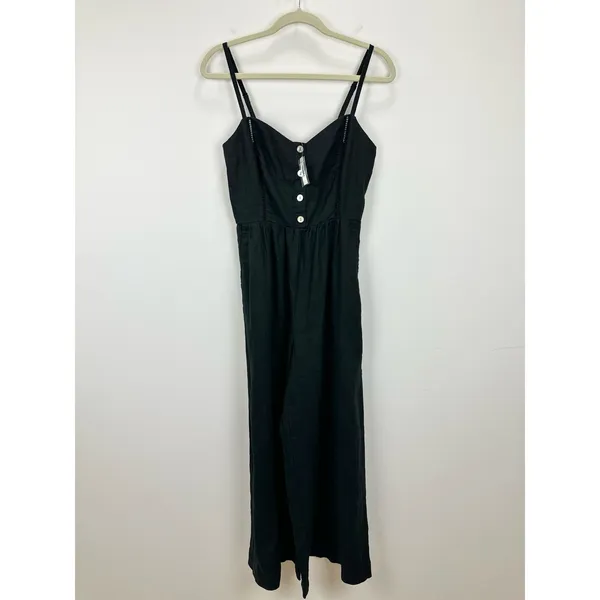 Madewell Sleeveless Wide Leg Jumpsuit 100% Linen Black Pockets Flowy US 12 NWT - Image 7