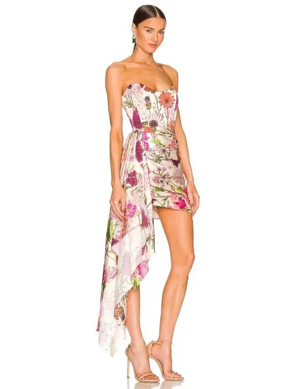 Katie May Chasing Dawn Gown in Pink Daisy Large Womens Mini Strapless - Image 12