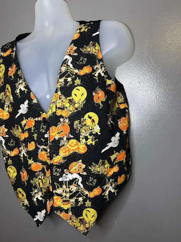 Vintage Basic Editions Suit Vest Womens Large Black Halloween Button Front Lined - Image 4