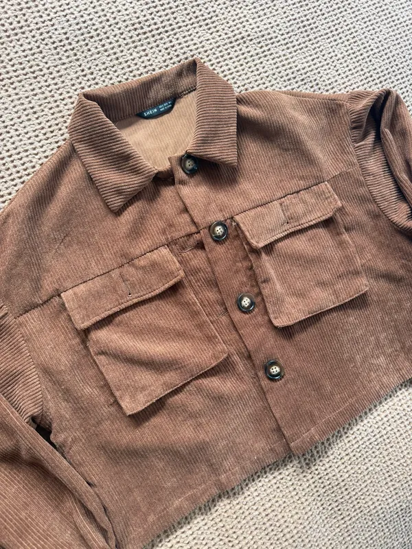 SheIn Brown Cropped Corduroy Jacket - Image 3