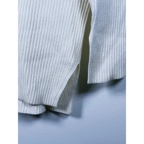 Abercrombie & Fitch V-Neck Colorblock Ribbed Sweater Size S Gray White Minimal - Image 12