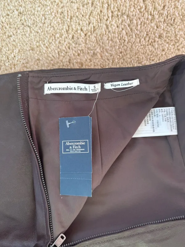 Abercrombie Vegan Leather Brown Skirt - Image 5