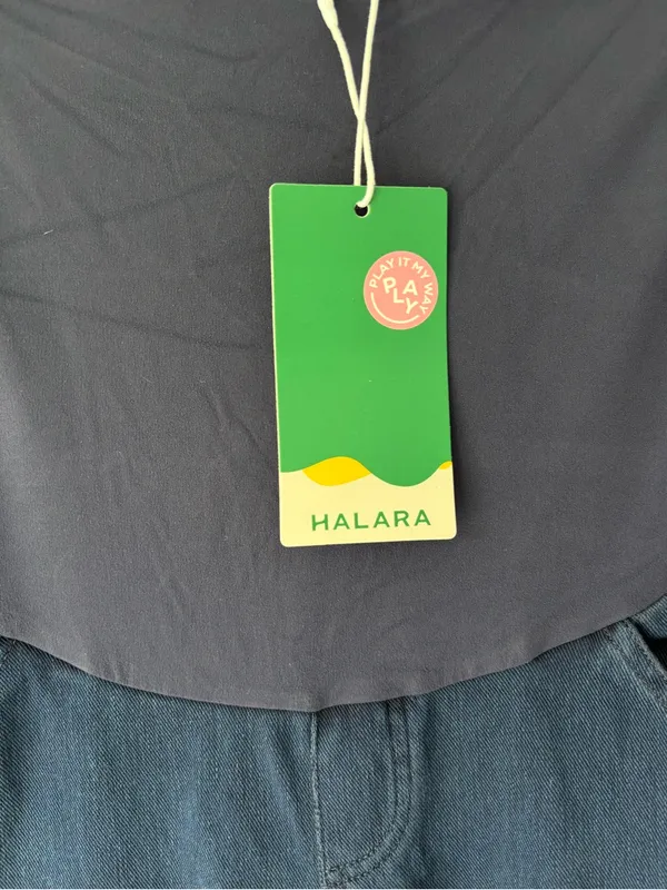 Halara Maternity Blue Stretchy Jean Jeggings Over Belly Panel - Image 3