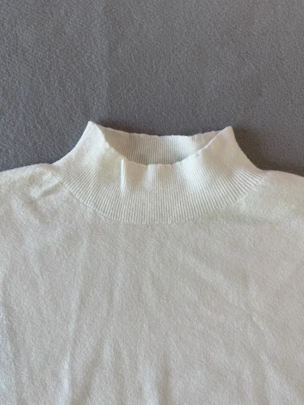 Women's Off White Soft Mock Neck Long Sleeve Sweater Size XL #260869 - Image 2